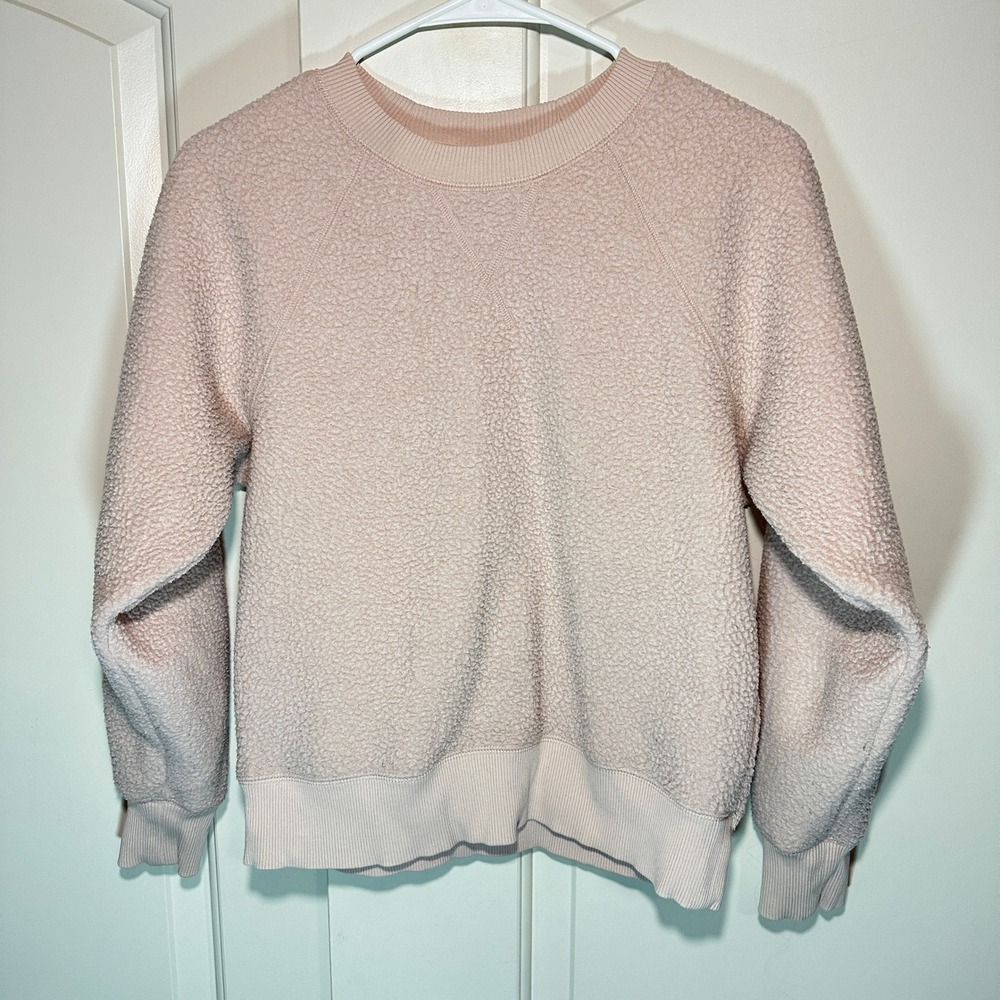 Everlane The Renew Teddy Crewneck Oversized‎ Sweatshirt Blush Pink Organic Small